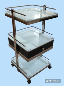 ترالی زیبایی و دندانپزشکی استیل و شیشه